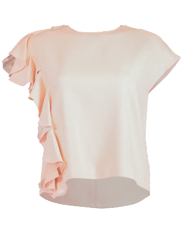 One Side Ruffle Crewneck Top