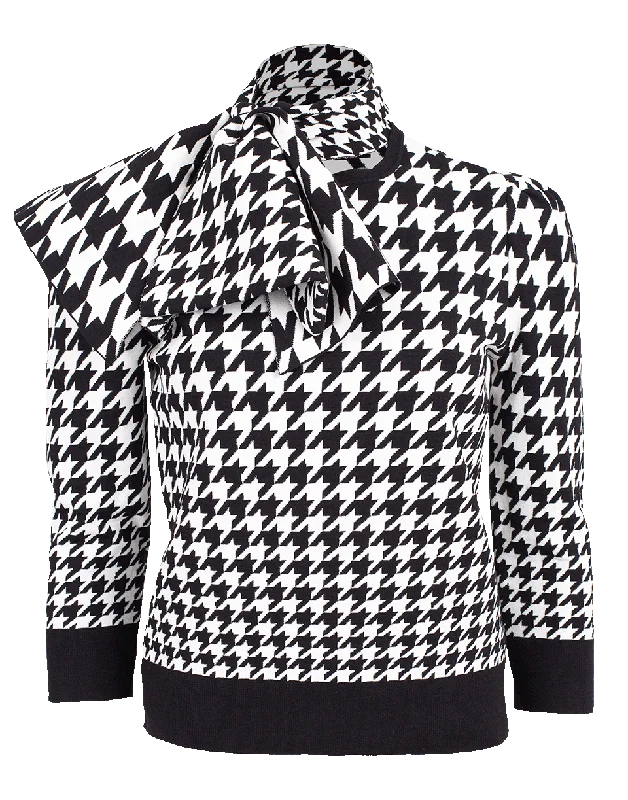 Houndstooth Neck Tie Sweater