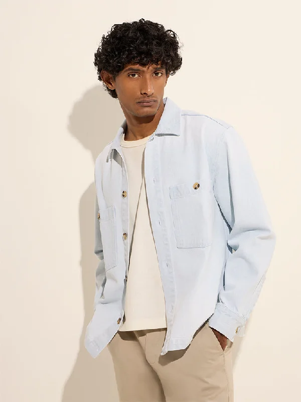 WES Casuals Light Blue Relaxed-Fit Denim Jacket