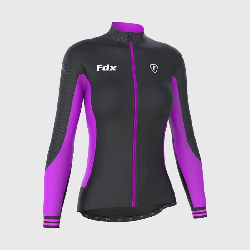 Fdx Thermodream Women's & Girl's Purple Thermal Roubaix Long Sleeve Cycling Jersey