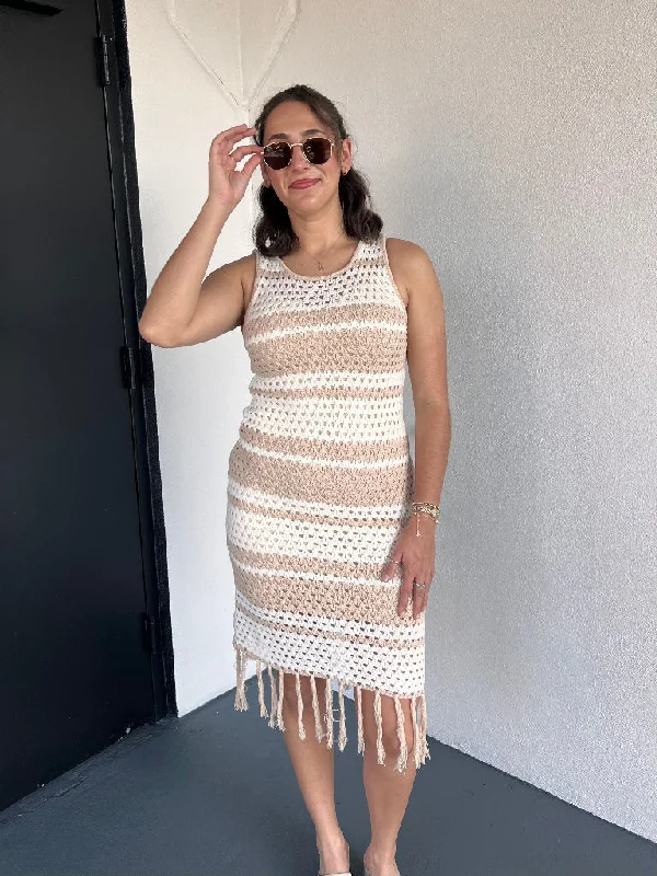 ALIX CROCHET DRESS IN TAUPE