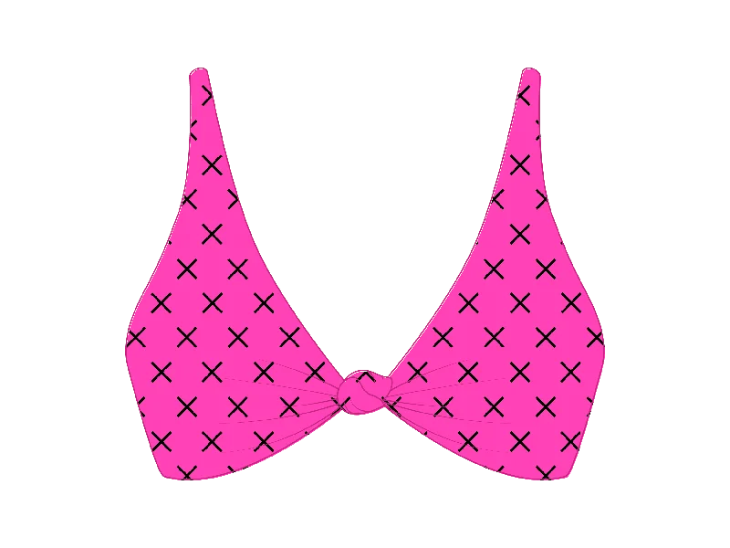 Hot Pink Logo Print Twist Top