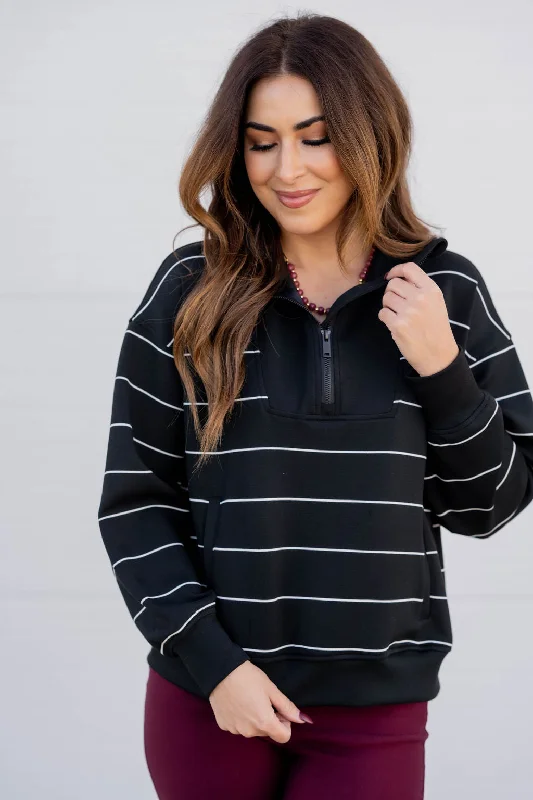 Striped Quarter Zip Pullover