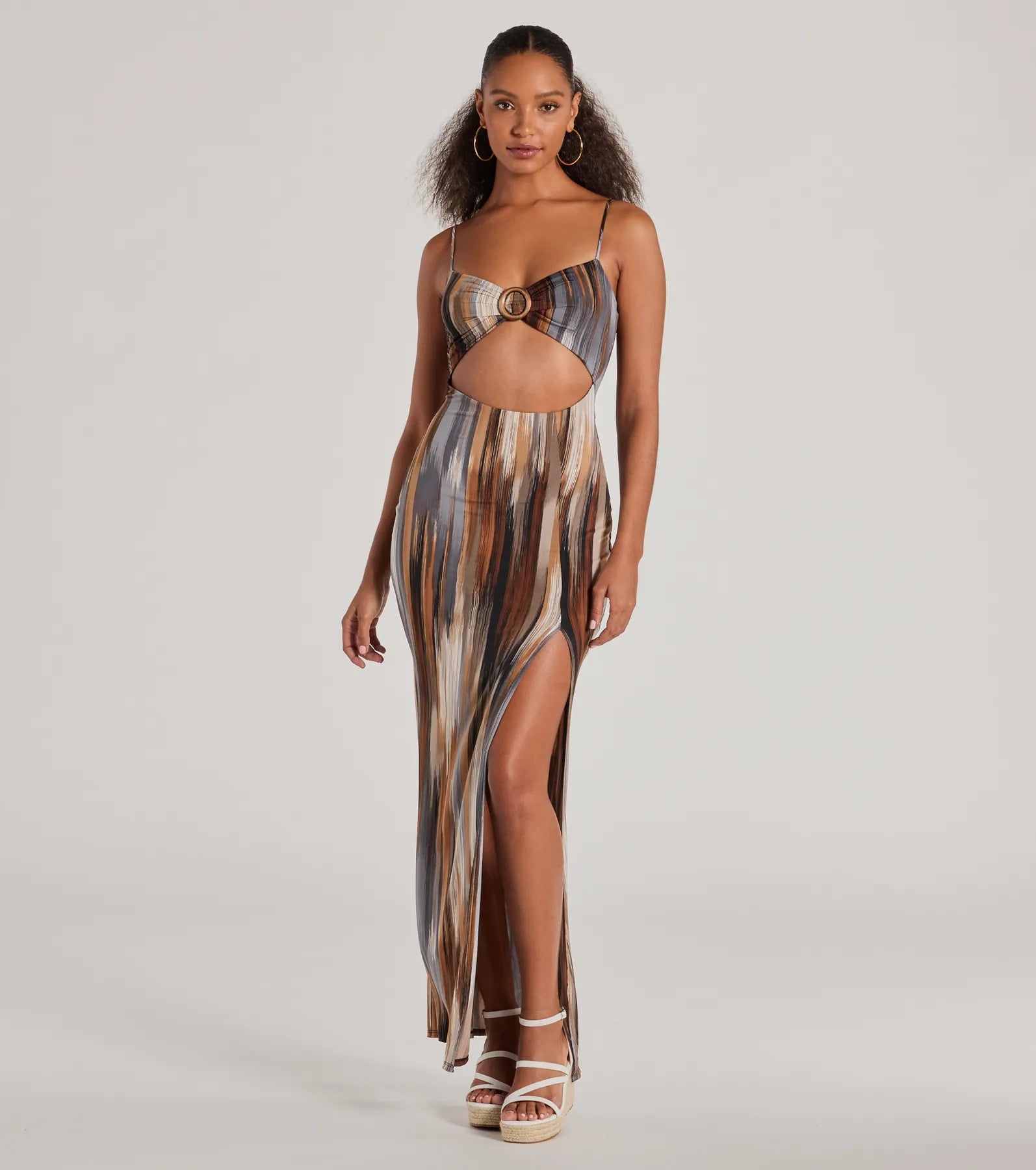 Beauty On Vacay Cutout Abstract Maxi Dress