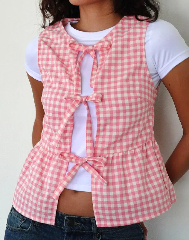 Kayvata Top in Gingham Pink