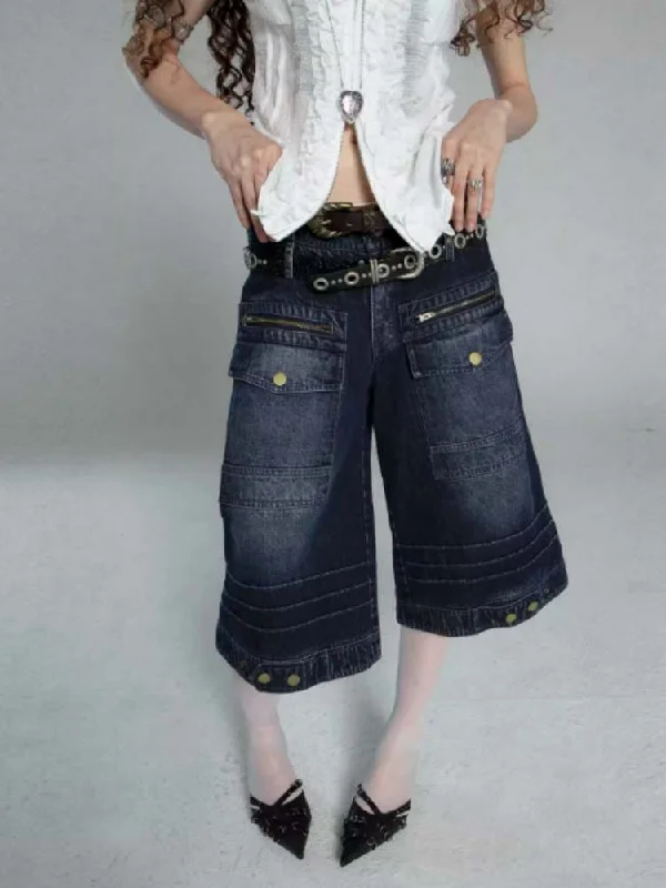 Damage Processing Big Pocket Cropped Denim Pants [S0000009014]