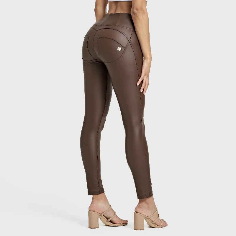 WR.UP® Faux Leather - High Waisted - Full Length - Chocolate