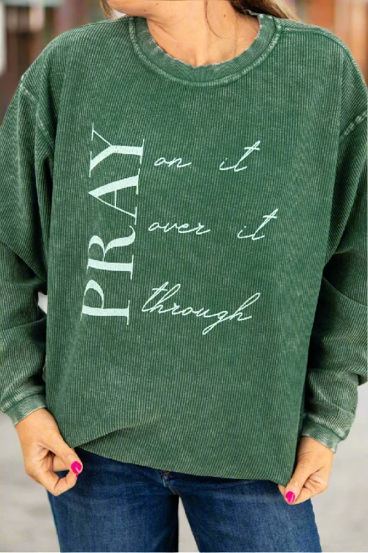 Pray Through Ribbed Graphic Crewneck