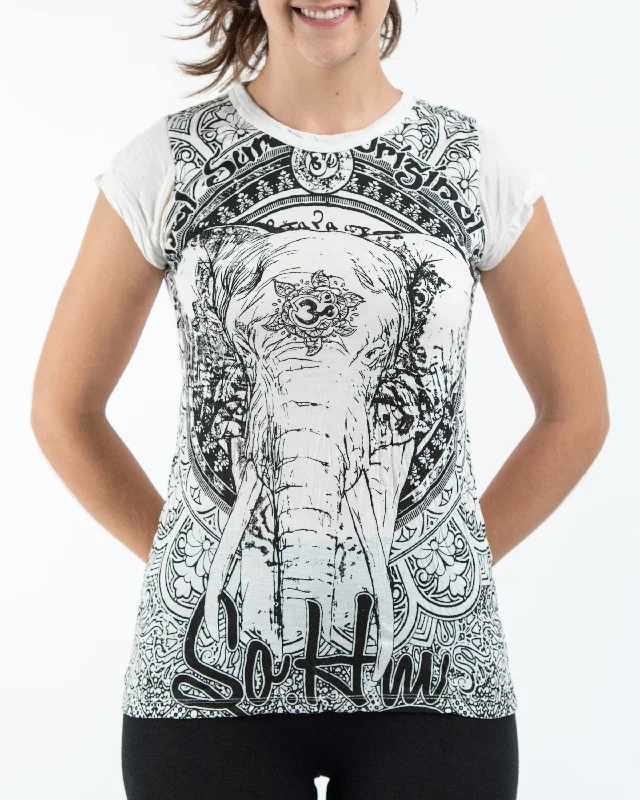 Womens Wild Elephant T-Shirt in White