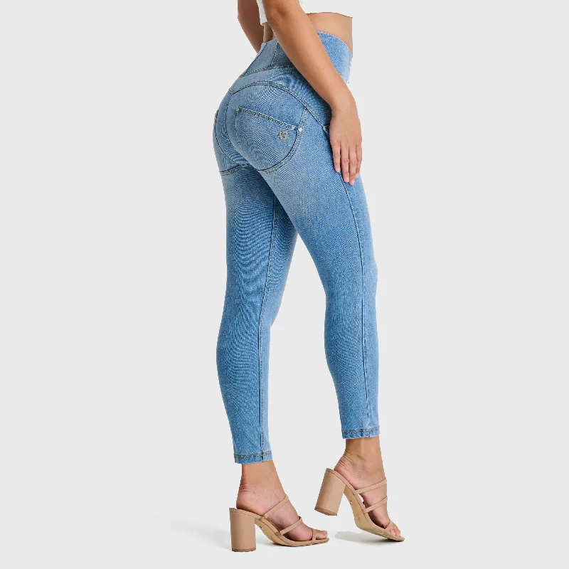 WR.UP® Snug Jeans - High Waisted - 7/8 Length - Light Blue + Yellow Stitching