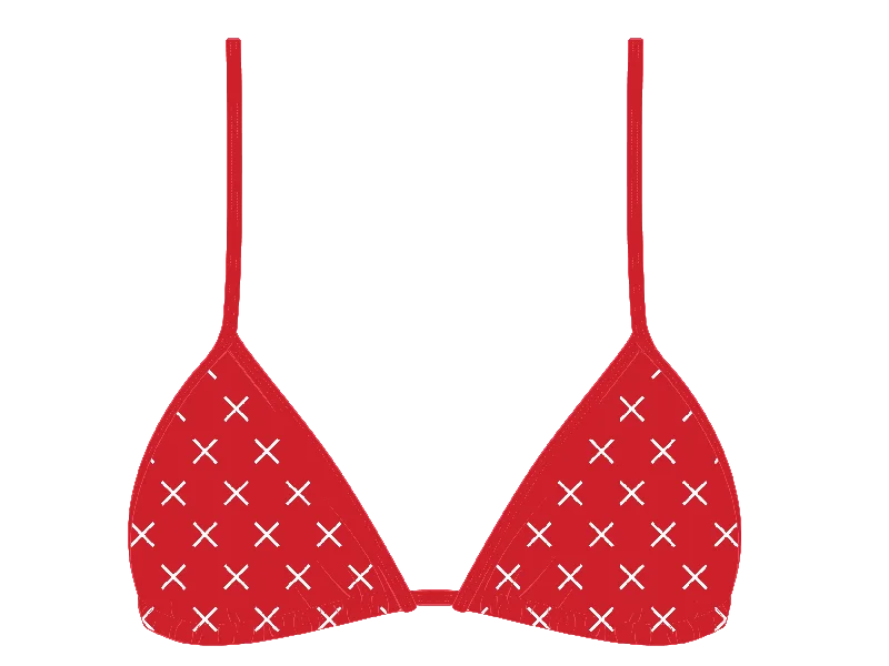 Red Logo Print Bikini Top