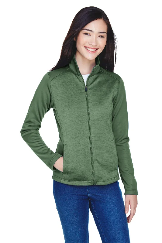 Devon & Jones Womens Newbury Fleece Full Zip Sweatshirt w/ Pockets - Forest Green