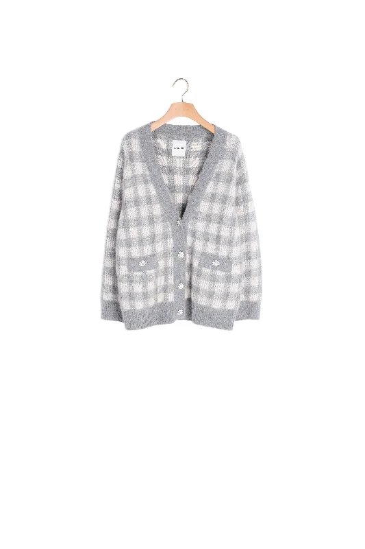 Cardigan jacquard carreaux