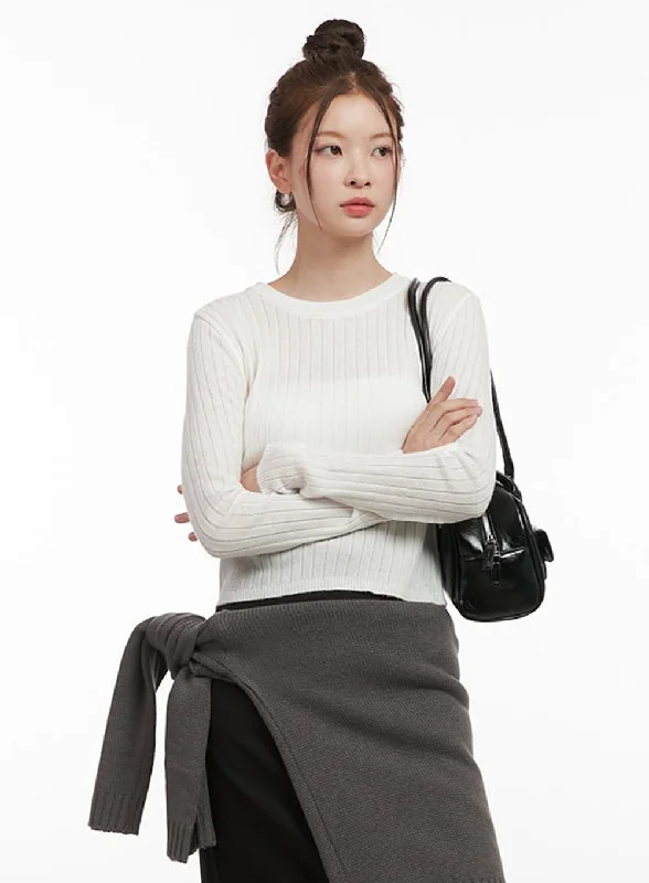 Ribbed Cropped Sweater IF505