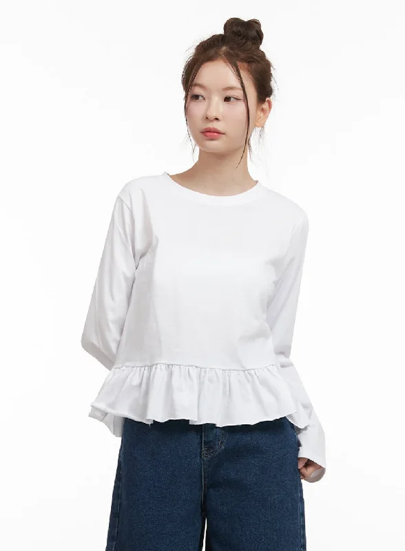 Elegant Frill Long-Sleeve Top IJ530