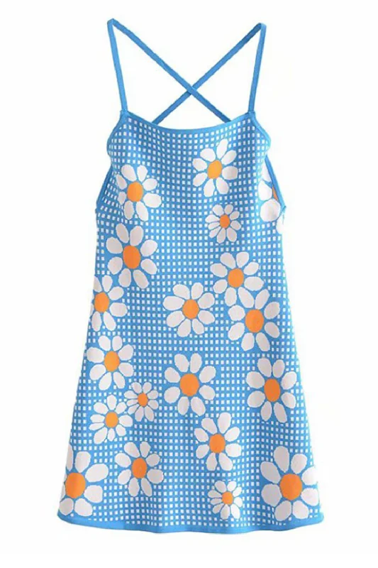 'Toni' Sleeveless Floral Backless Knit Dress