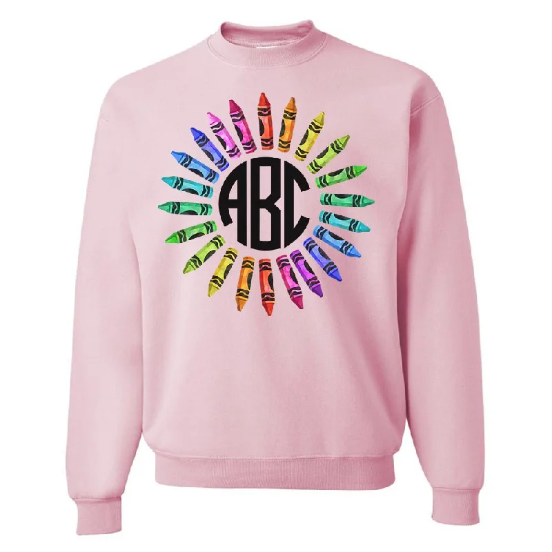 Monogrammed 'Watercolor Crayon Wreath' Crewneck Sweatshirt