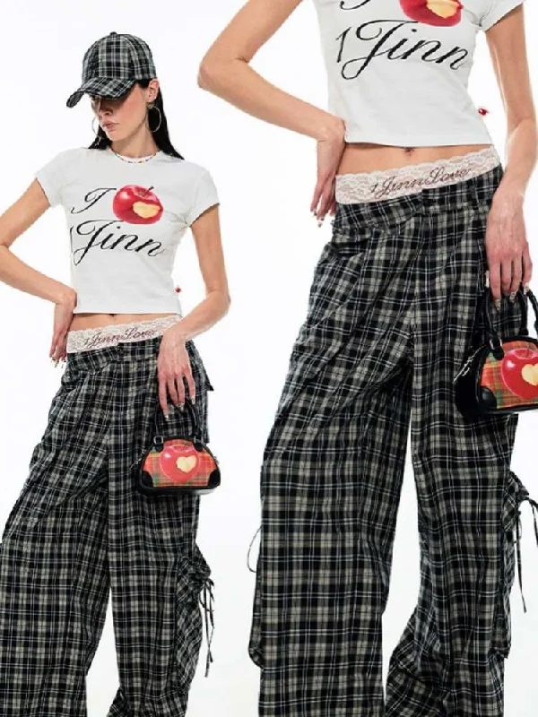 Gradient Plaid Pattern Wide LEG CARGO PANTS [S0000009142]