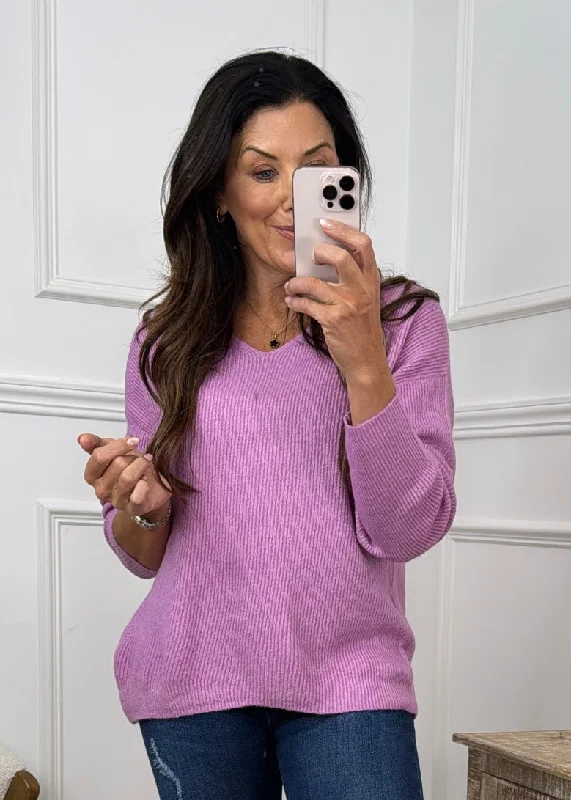 Malia Pink Melange Knit Pullover