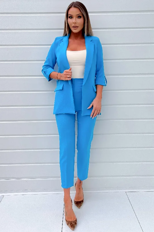 Paulina Blue Long Sleeve Blazer