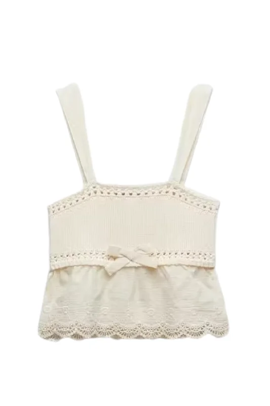 'Farah' Sleeveless Lace Knitted Top