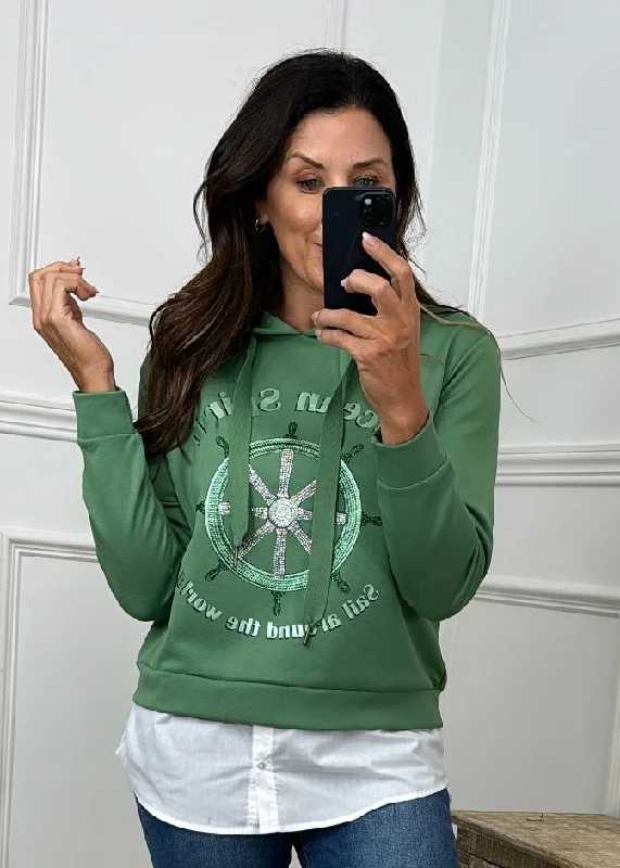 Elianne Green Layered Sweatshirt