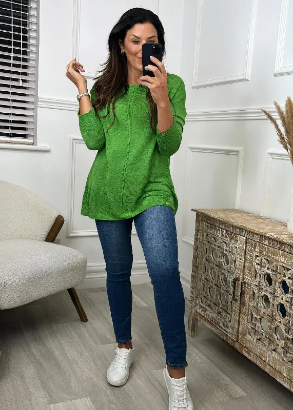 Alina Green Tea Front Seam Pullover