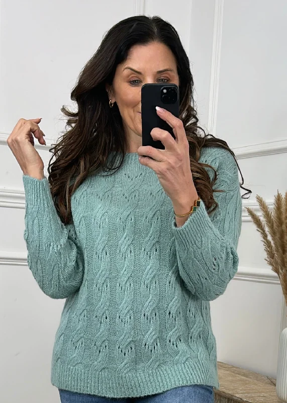 Conny Green Braided Knit Pullover