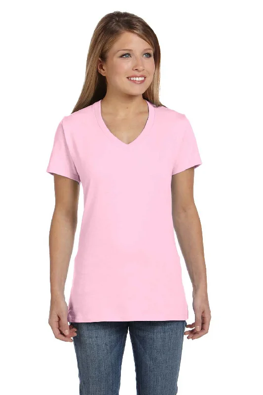 Hanes Womens Nano-T Short Sleeve V-Neck T-Shirt - Pale Pink - Closeout