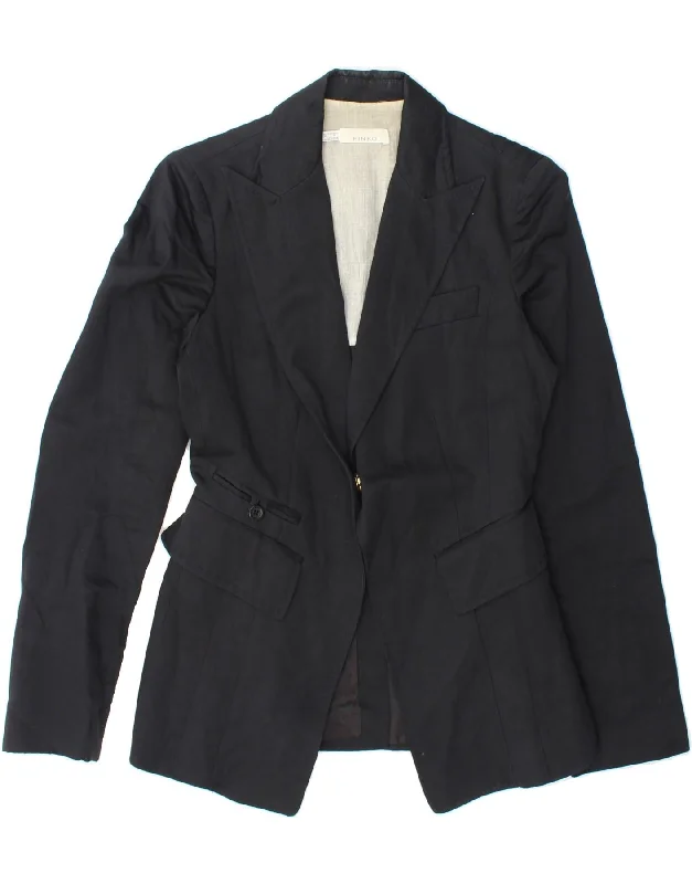 PINKO Womens Longline Blazer Jacket UK 10 Small  Black Cotton