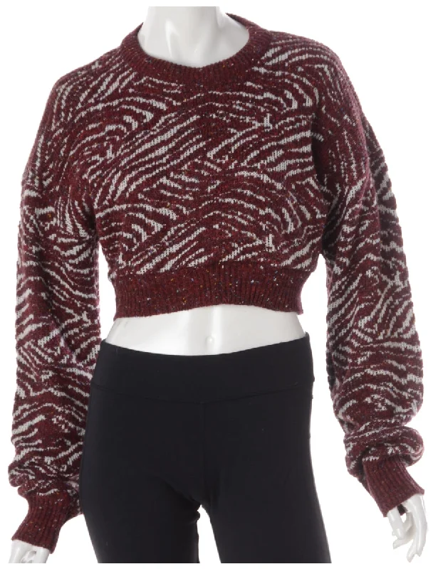 Label Graphic Pattern Cropped Jumper