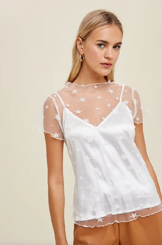 Aria Velvet Star Lace Top - Final Sale 50% off in cart