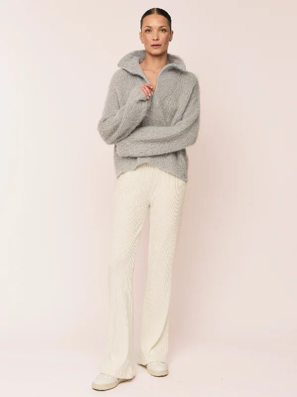 Florie Brushed Zip Knit - Sky Blue