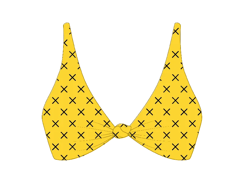 Yellow Logo Print Twist Top