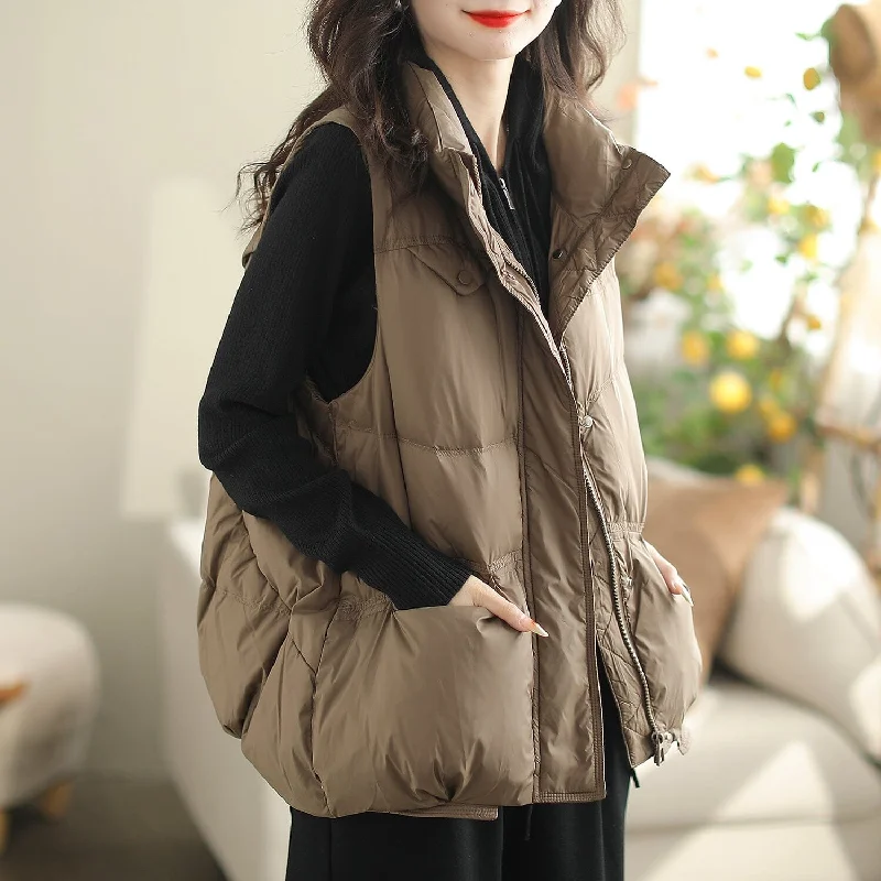 Women Autumn Winter Duck Down Loose Vest