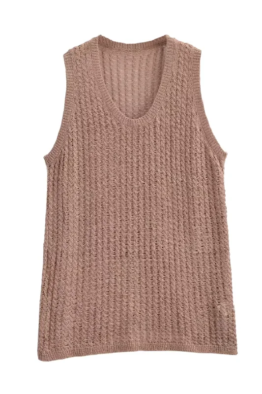 'Elizabeth' Sleeveless Mesh Knitted Top