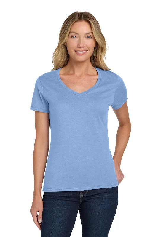 Hanes Womens Nano-T Short Sleeve V-Neck T-Shirt - Light Blue