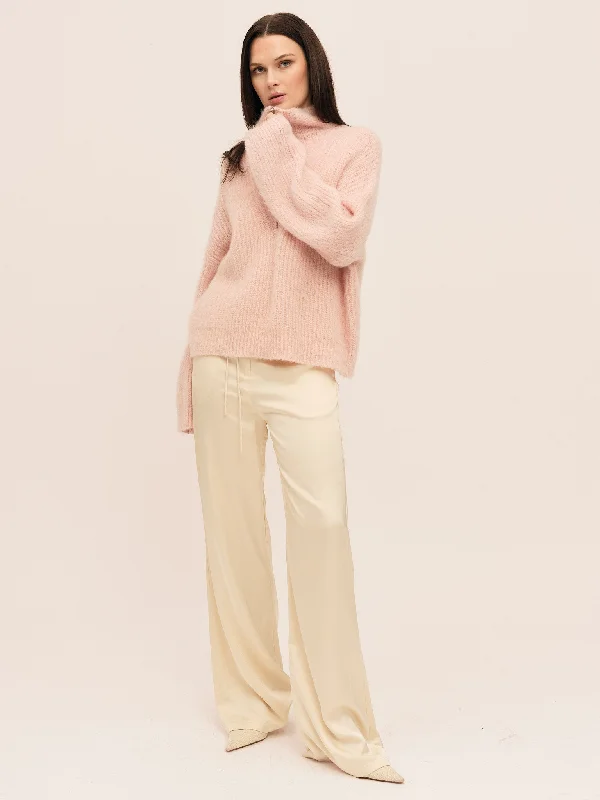 Florie Brushed Zip Knit - Baby Pink