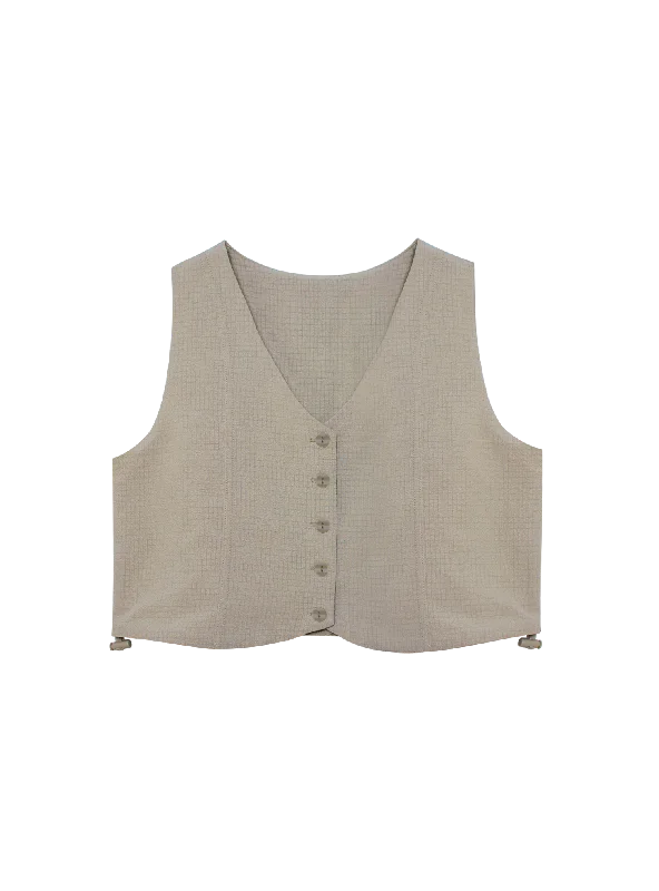 Multi-Way Vest Top (Seersucker Taupe)