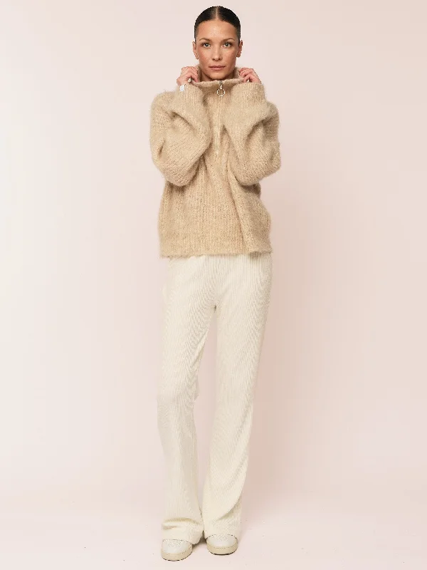 Florie Brushed Zip Knit - Warm Sand