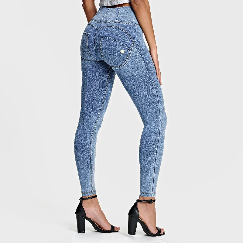 WR.UP® Denim - High Waisted - 7/8 Length - Light Blue + Yellow Stitching