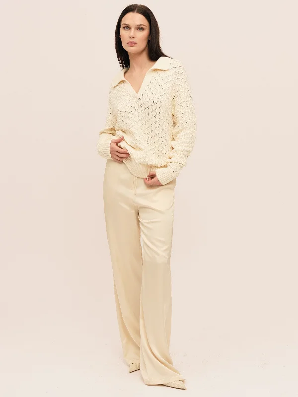 Pearl Polo Sweater - Winter White