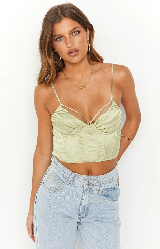 Jaid Green Corset Crop Top