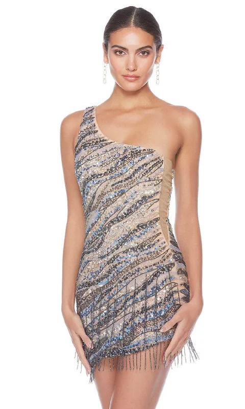 Alyce Paris 84011 - Sequined One-Sleeve Cocktail Dress