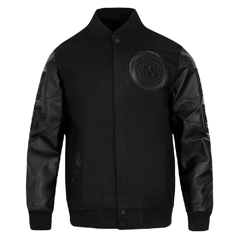 NBA DETROIT PISTONS TRIPLE BLACK WOOL MEN'S VARSITY JACKET (TRIPLE BLACK)