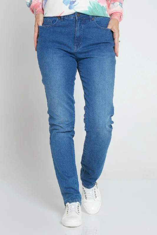 Orientique Straight Leg Jeans - Washed Denim