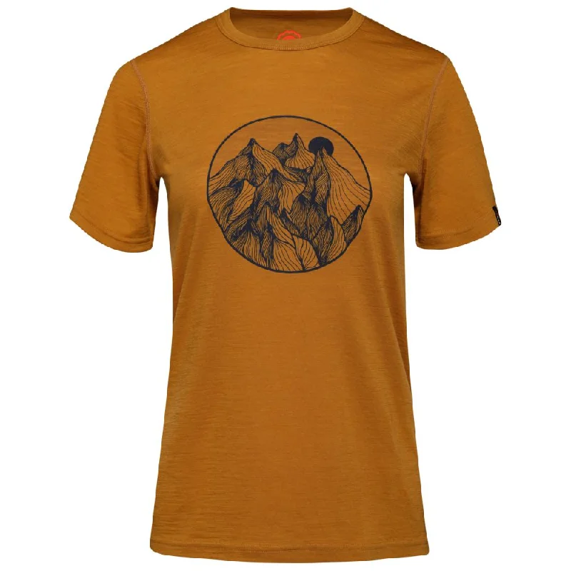 Womens Merino 150 Mountains Tee (Mustard/Navy)