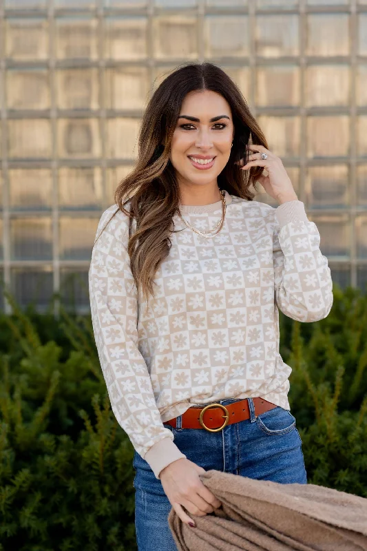 Floral Checkered Sweatshirt