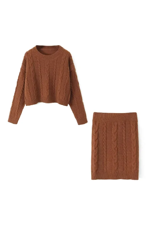 'Honora' Cable-Knit Sweater & Skirt Set (2 Colors)