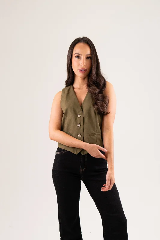 Lily Waistcoat In Khaki